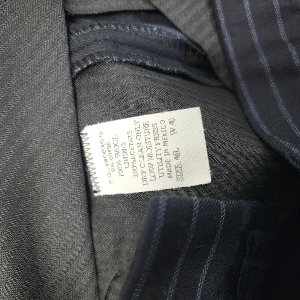 IZOD 2 Piece Set Men's 46L Black Pinstriped Notch Lapel Single Breasted Business